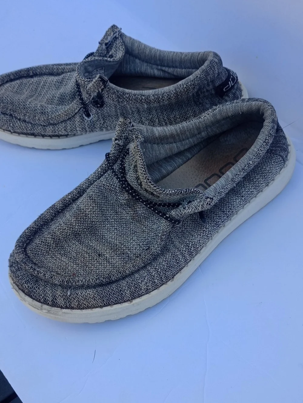 Hey Dude Wally Youth 6-7 EU 38 Stretch Ying Yang Knit Slip-On Comfort Shoes Grey
